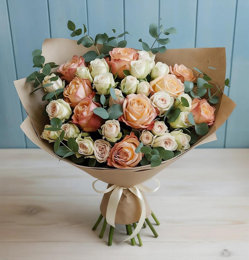 Букет цветов из: Альстромерии и Розы в Бутиково