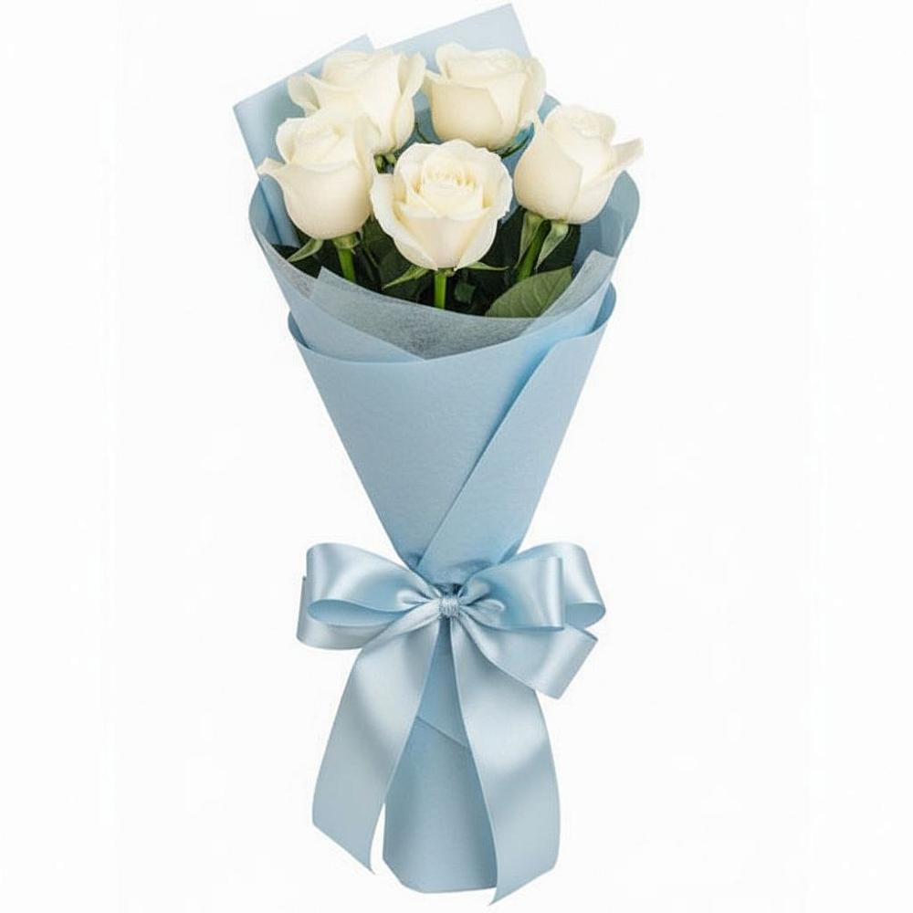 Букет 5 Белых роз Проуд в Бутиково