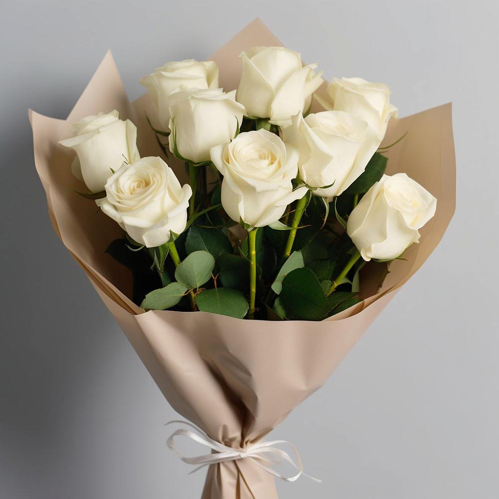 Букет 9 Белых роз Эдлесс Лав в Бутиково