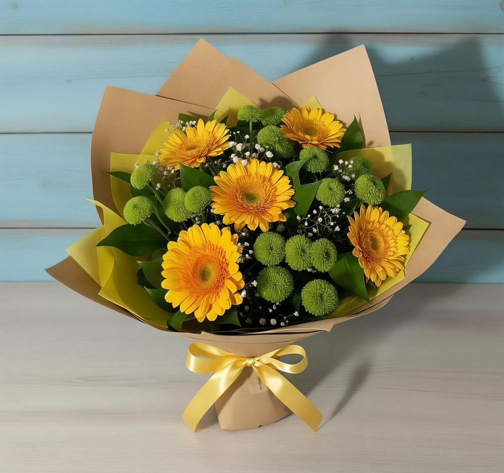Букет цветов из: Герберы и Хризантемы в Бутиково