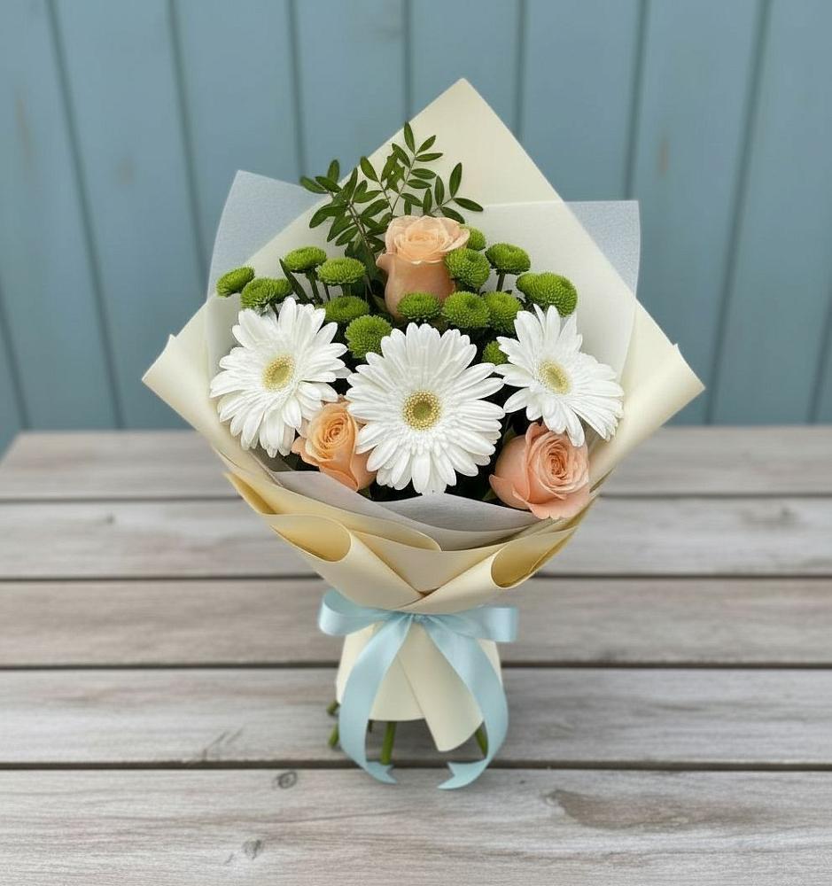 Букет цветов из: Герберы, Розы и Хризантемы в Бутиково
