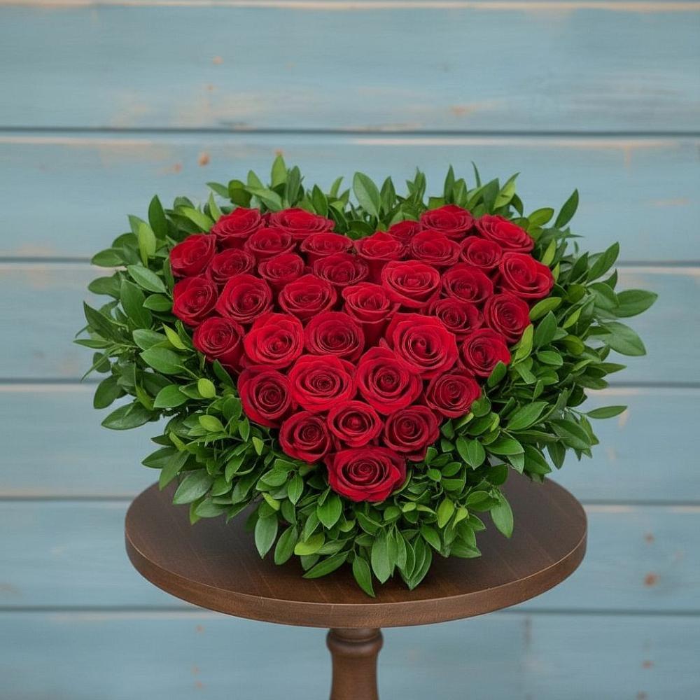 Цветочная композиция из Розы в виде сердца в Бутиково