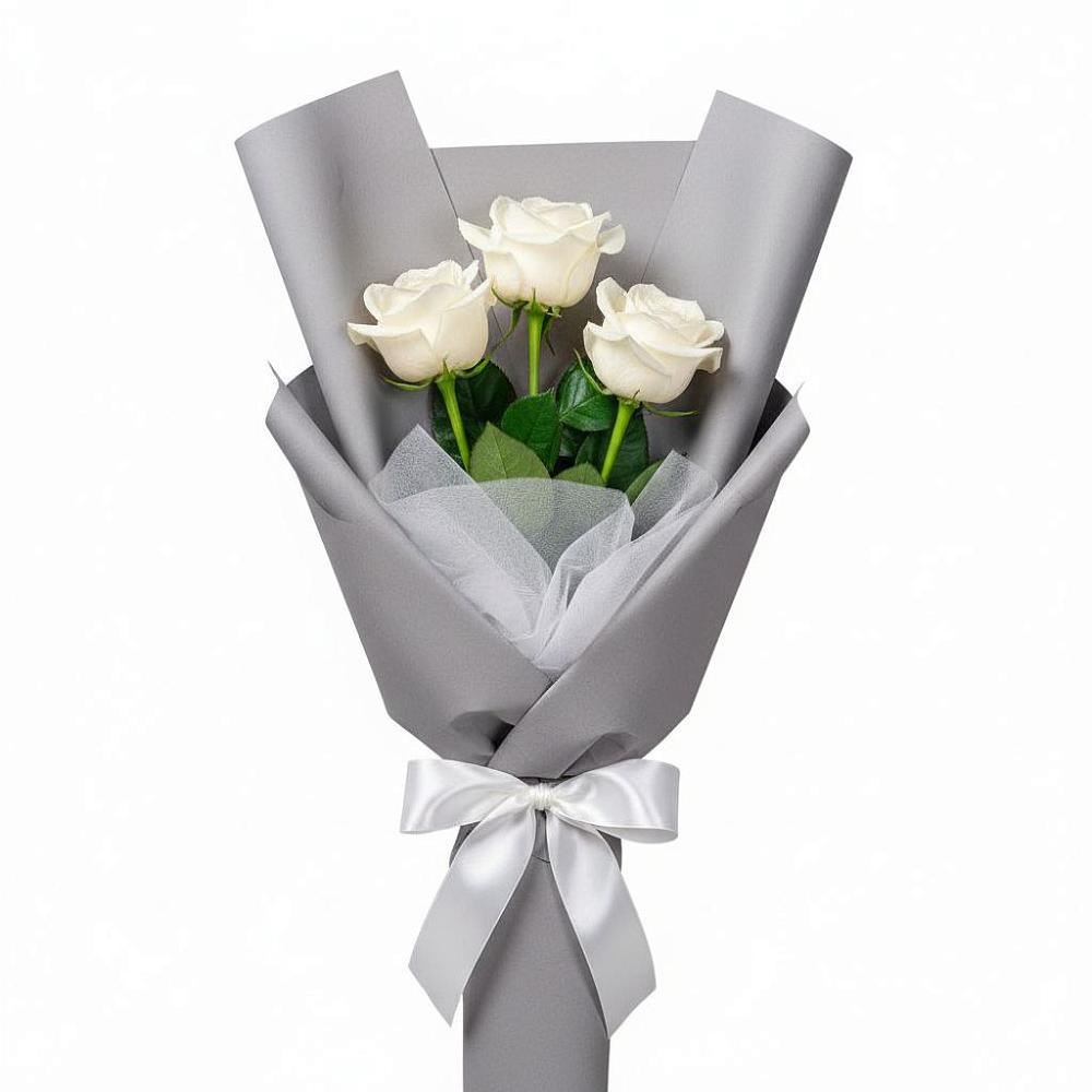 Букет 3 белые розы в Бутиково