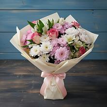 Букет цветов из:  Хризантемы, Альстромерии и Розы в Бутиково