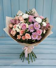 Букет цветов из:  Хризантемы, Розы и Альстромерии в Бутиково