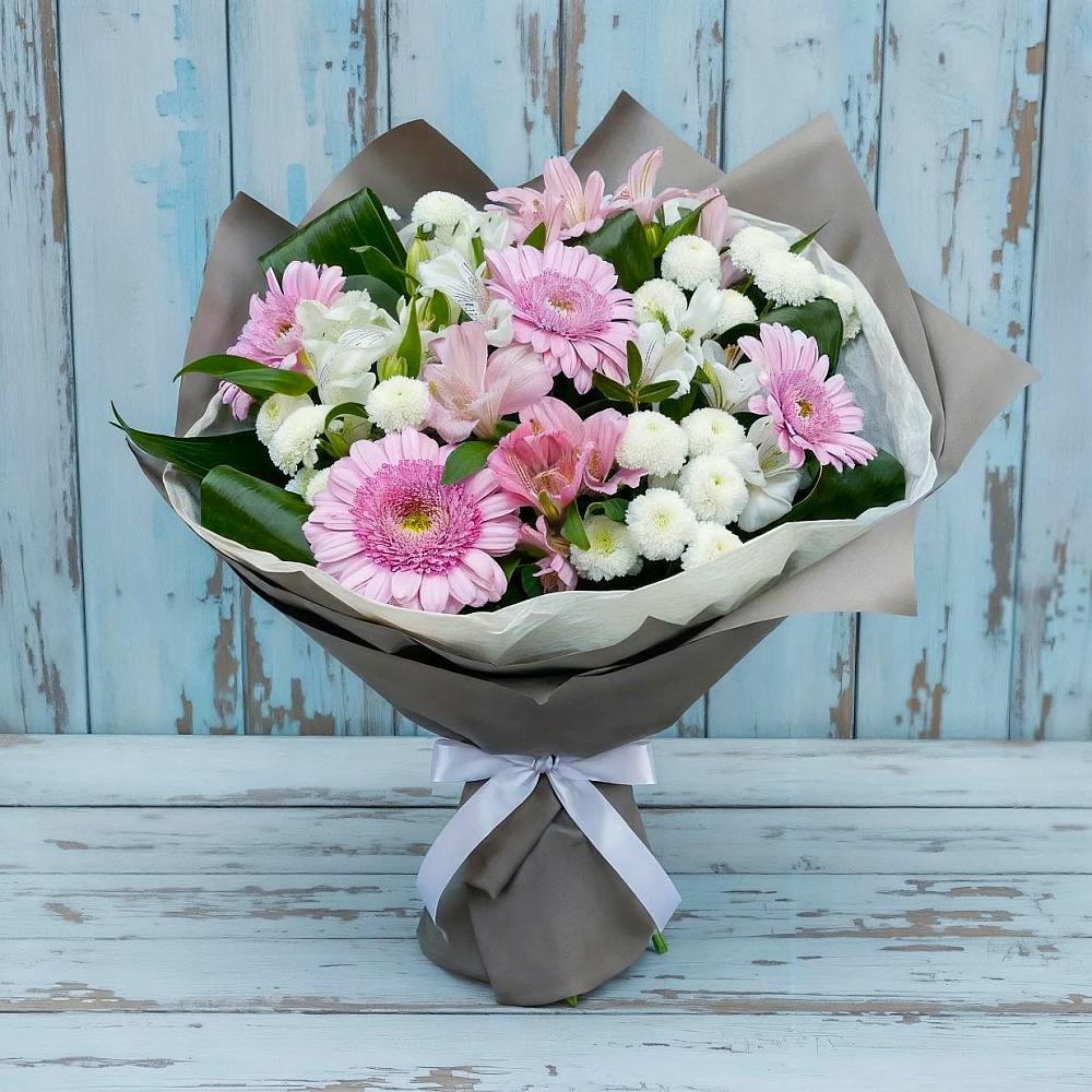Букет цветов из: Герберы, Альстромерии и Хризантемы в Бутиково