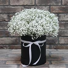 Цветочная композиция из Гипсофила в шляпной коробке в Бутиково